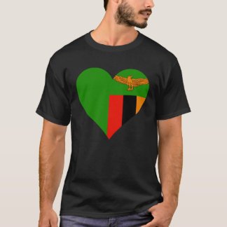 ザンビアの旗 ハート ザンビア ザンビアを愛する Tシャツ