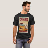 ザンビアの風景イラスト 旅行アート ヴィンテージ Tシャツ (正面フル)