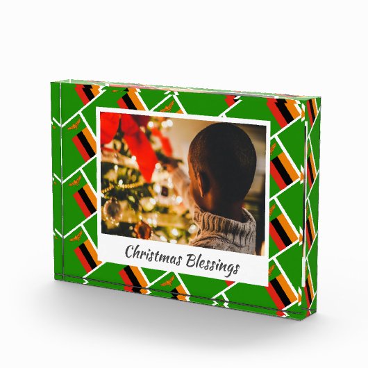 ザンビアモダン国旗のクリスマス記念品 フォトブロック (右)