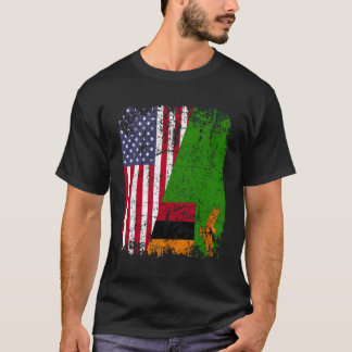 ザンビアンルーツハーフアメリカ国旗Usaザンビア国旗 Tシャツ