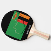 ザンビア国旗と地図パーソナライズされた黒 卓球ラケット (横)