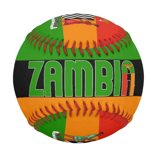 ザンビア国旗と軍服の愛国心 野球ボール (正面)