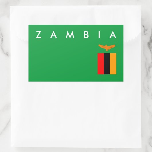 ザンビア国旗の国シンボル文字名 長方形シール (バッグ)