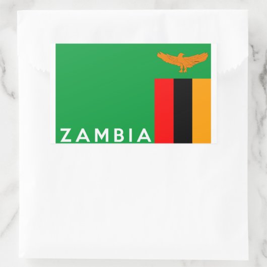 ザンビア国旗の文字名 長方形シール (バッグ)