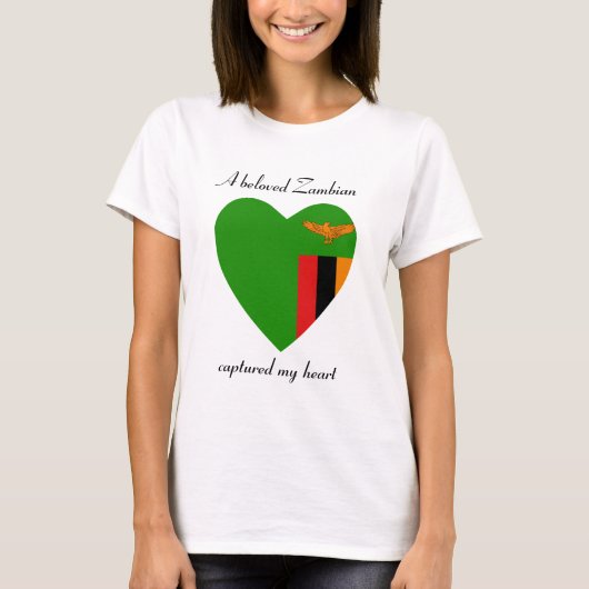 ザンビア国旗スウィートハートTシャツ Tシャツ (正面)