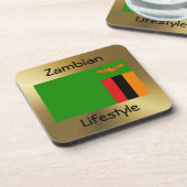 ザンビア国旗+文字コースター コースター (左側)