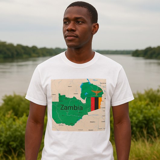 ザンビア地図 Tシャツ