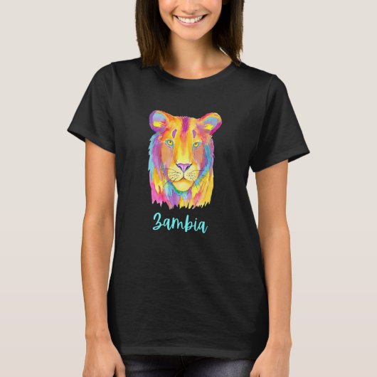 ザンビア アフリカのライオン 野生生物と自然 Tシャツ (正面)