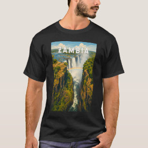 ザンビア イラスト 旅行 アート ヴィンテージ Tシャツ