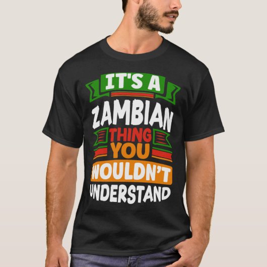 ザンビア ザンビア国旗 ザンビアのもの Tシャツ (正面)