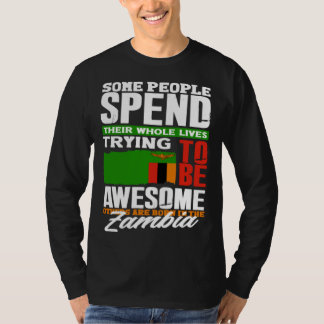 ザンビア ザンビア国旗 引用 Tシャツ