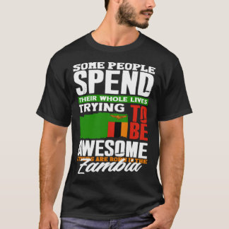 ザンビア ザンビア国旗 引用 Tシャツ