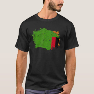 ザンビア フラグ グランジ 国旗 ザンビア Tシャツ