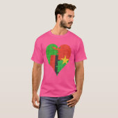 ザンビア・ブルキナファソ国旗 ハート Tシャツ (正面フル)