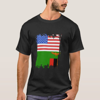 ザンビア USA アメリカ ヴィンテージ ザンビアの旗 ザンビアのルーツ Tシャツ