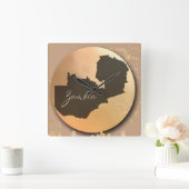 ザンビアxアフリカ スクエア壁時計 (ホーム)