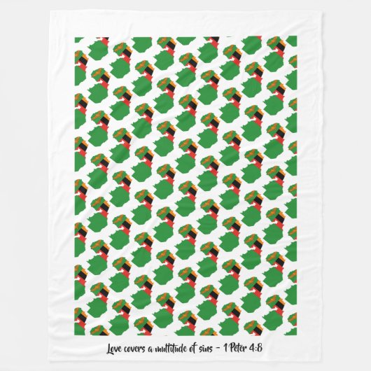 ザンビカスタムアのキリスト教国旗 フリースブランケット (正面)