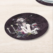 ザヴァンパイレス | Moody Gothic Vampy Glam 淡い色の Skin ラウンドペーパーコースター (アングル)