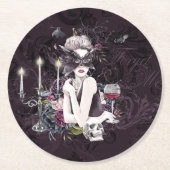 ザヴァンパイレス | Moody Gothic Vampy Glam 淡い色の Skin ラウンドペーパーコースター (正面)