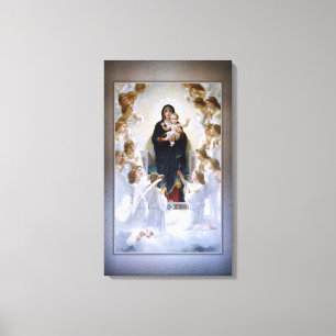 ザヴァージンwith Angels by William Adolphe Bouguere キャンバスプリント