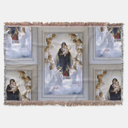 ザヴァージンwith Angels by William Adolphe Bouguere スローブランケット (正面)