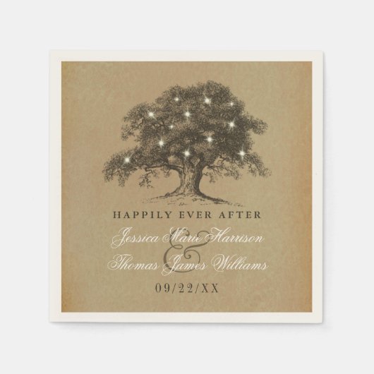 ザヴィンテージオールドオーク結婚ツリーズコレクション スタンダードカクテルナプキン (正面)