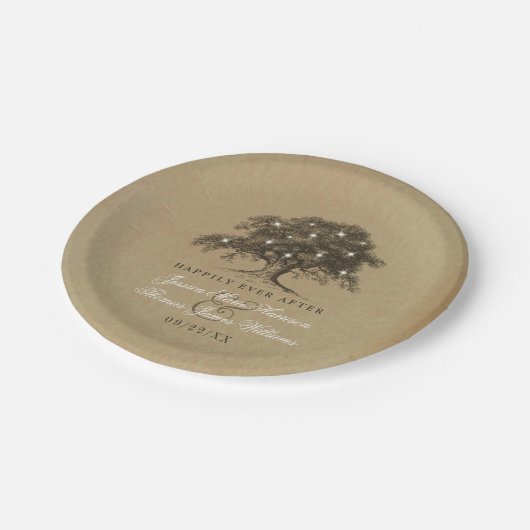 ザヴィンテージオールドオーク結婚ツリーズコレクション ペーパープレート (アングル)