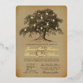 ザヴィンテージオールドオーク結婚ツリーズコレク実在ション 箔招待状 (正面)