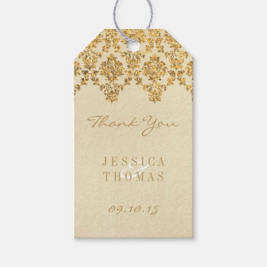 ザヴィンテージグラム金ゴールドダマスクウェディングコレクション ギフトタグ (正面)
