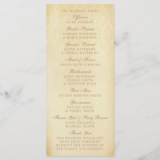 ザヴィンテージグラム金ゴールドダマスクウェディングコレクション プログラム (裏面)