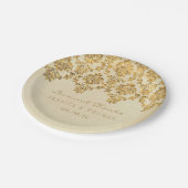 ザヴィンテージグラム金ゴールドダマスクウェディングコレクション ペーパープレート (アングル)