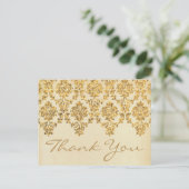ザヴィンテージグラム金ゴールドダマスクウェディングコレクション ポストカード (スタンド正面)