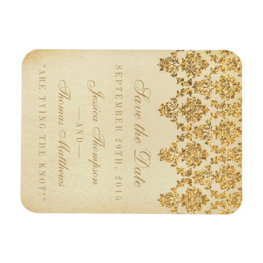 ザヴィンテージグラム金ゴールドダマスクウェディングコレクション マグネット (横)