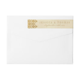 ザヴィンテージグラム金ゴールドダマスクウェディングコレクション ラップアラウンドラベル