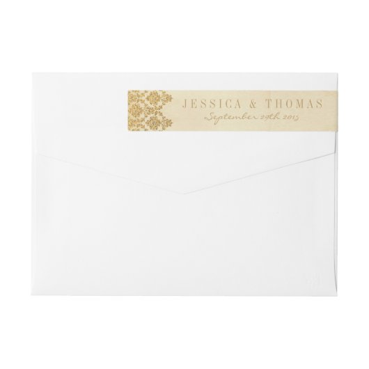 ザヴィンテージグラム金ゴールドダマスクウェディングコレクション ラップアラウンドラベル (裏面)