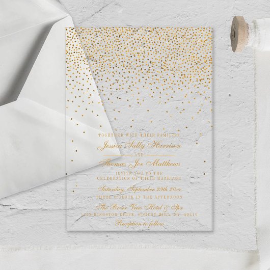 ザヴィンテージグラム金ゴールド結婚紙吹雪コレクション アクリル招待状