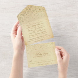 ザヴィンテージグラム金ゴールド結婚紙吹雪コレクション オールインワン招待状