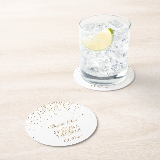 ザヴィンテージグラム金ゴールド結婚紙吹雪コレクション ラウンドペーパーコースター (インサイチュ)