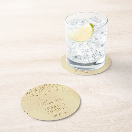 ザヴィンテージグラム金ゴールド結婚紙吹雪コレクション ラウンドペーパーコースター (インサイチュ)