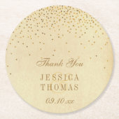 ザヴィンテージグラム金ゴールド結婚紙吹雪コレクション ラウンドペーパーコースター (正面)