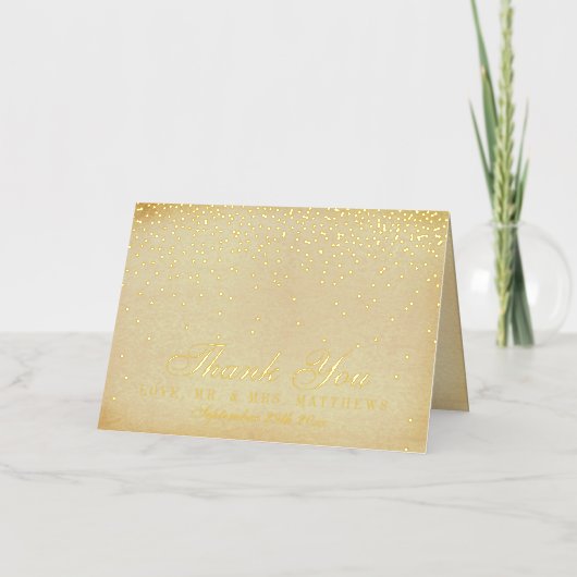 ザヴィンテージグラム金ゴールド結婚紙吹雪コレクション 箔グリーティングカード (正面)