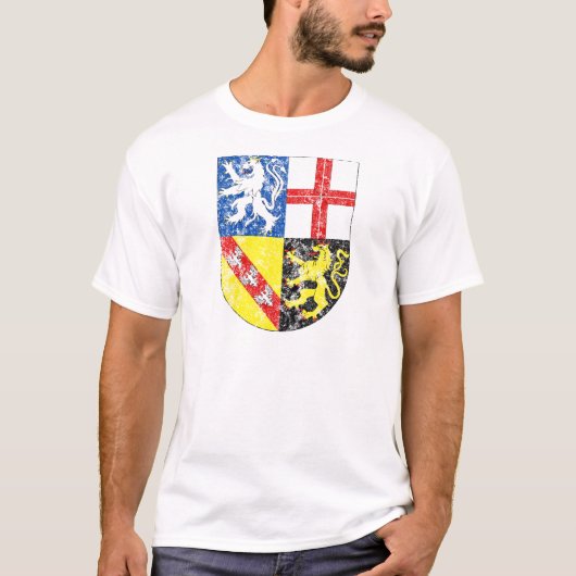 ザールラント州の老化させた紋章付き外衣 Tシャツ (正面)