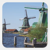 ザーンセシャンオランダ風車で緑と白 スクエアシール (正面)