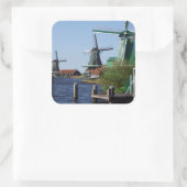 ザーンセシャンオランダ風車で緑と白 スクエアシール (バッグ)