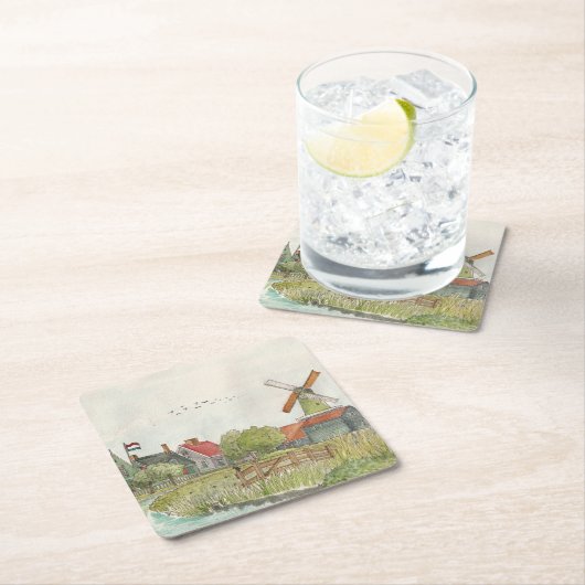 ザーンセシャンザアンダムオランダウォーターカラーポステ スクエアペーパーコースター (インサイチュ)