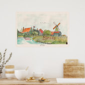 ザーンセシャンザアンダムオランダウォーター色 ポスター (キッチン)