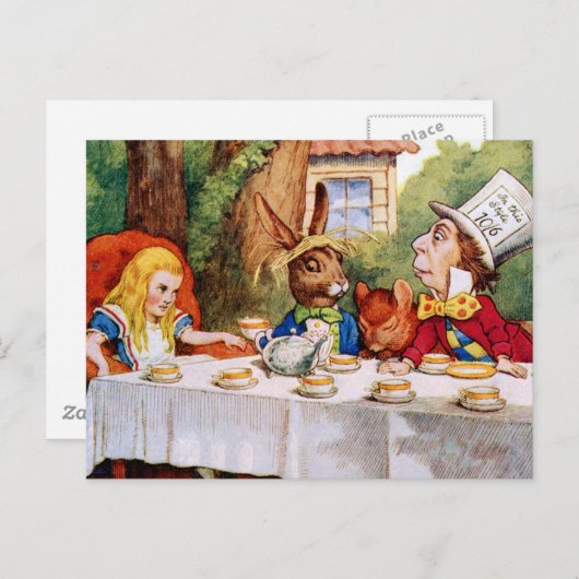 ザ不機嫌ハッターの紅茶パーティー インビテーションポストカード (正面/裏面)