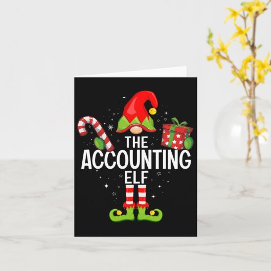 ザ会計小妖精や小人ファミリークリスマスパジャマクリスマス カード (黄色い花)