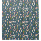 ザ出生クリスマスホリデーネイビーシャワーカーテン シャワーカーテン (正面)