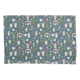 ザ出生クリスマスホリデーネイビーピローケース 枕カバー